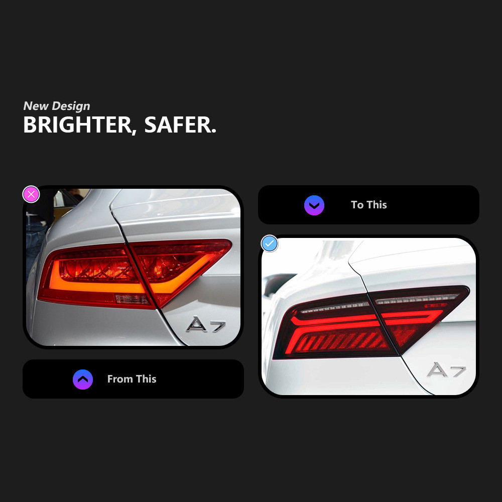 For Audi A7 Tail Lights 20 11-20 18 RS7 LED Taillight Assembly Rear Tail Stop Light Brake Lamp Dynamic Steering Light