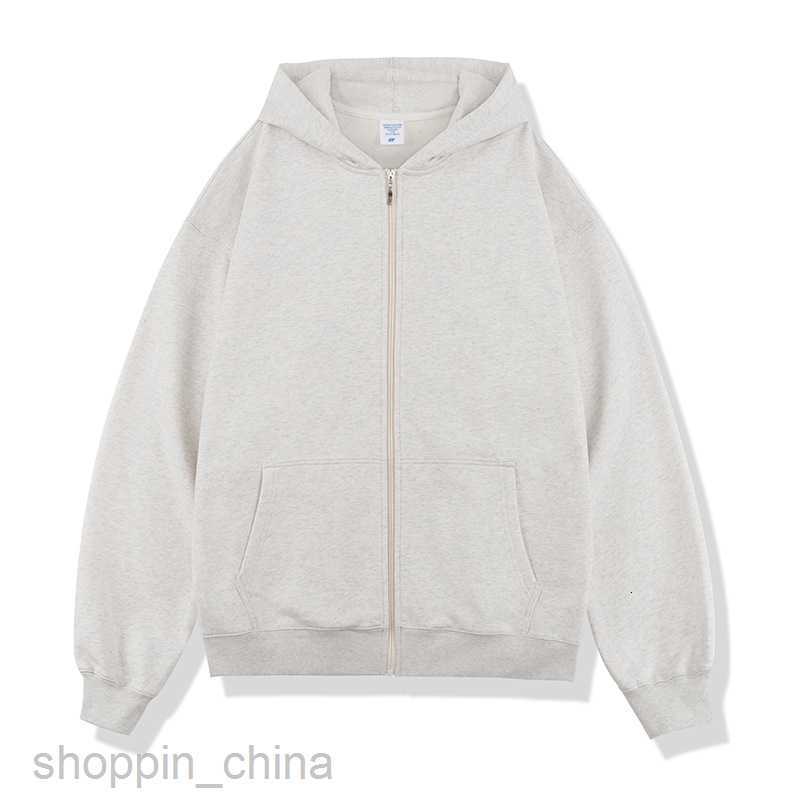 Men's Hoodies Sweatshirts Autumn/Winter New 450G Terry Loose Fashion Brand Zipper Hoodie Solid Color Casual Men Warm Coat