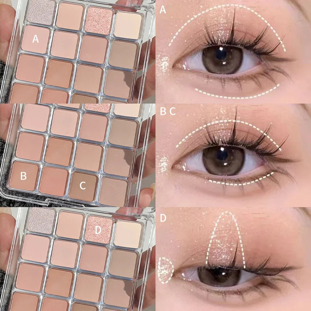 16 Colors Eyeshadow Palette Pearlescent Matte Low Saturation Waterproof Glitter Eye Shadow Lasting Eyes Makeup Korean Cosmetics 240624