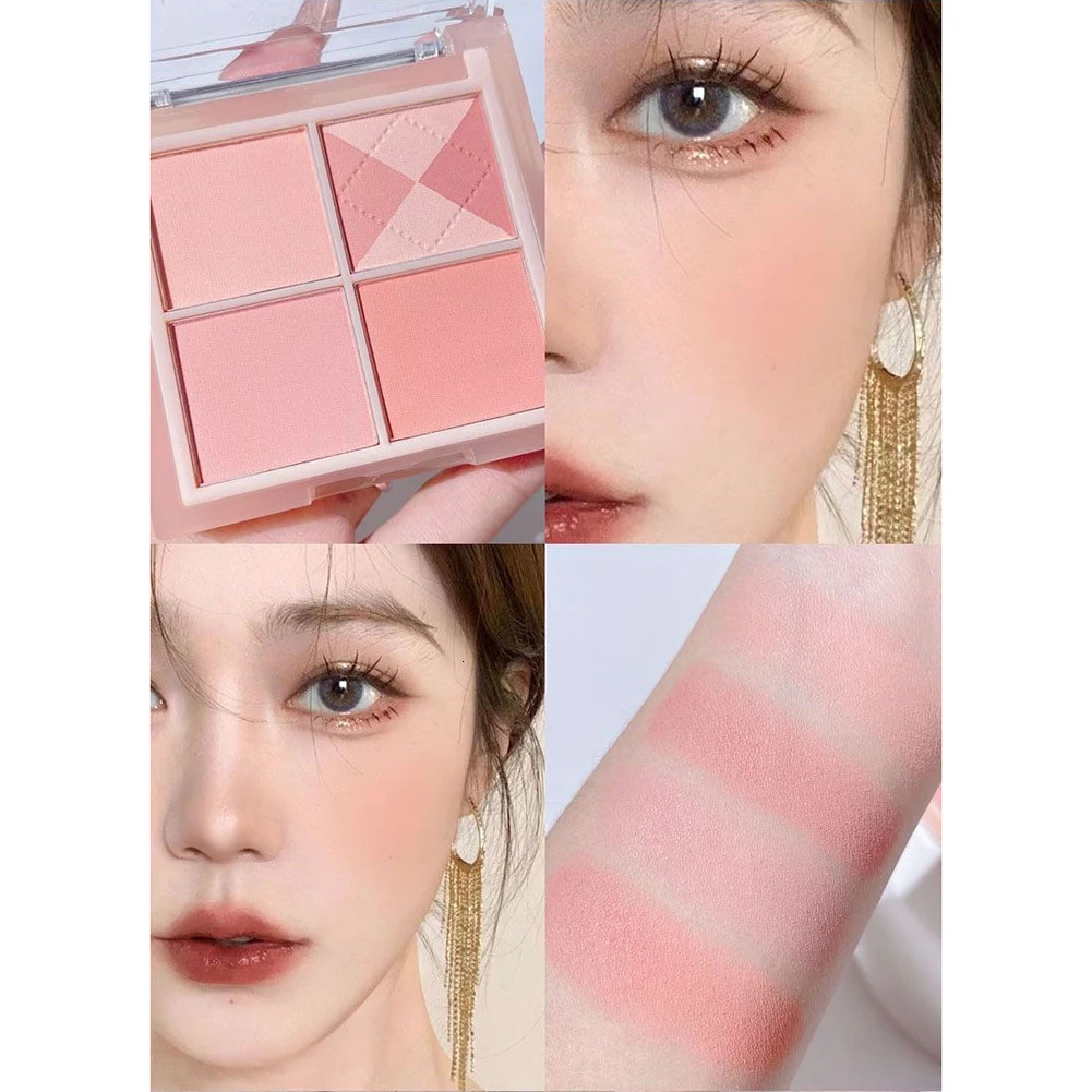 Blush Palette Powder 4 Color Blush Shades Matte Natural Glow Long-Lasting Pigment Face Blusher Girls Women Cosmetics 240624