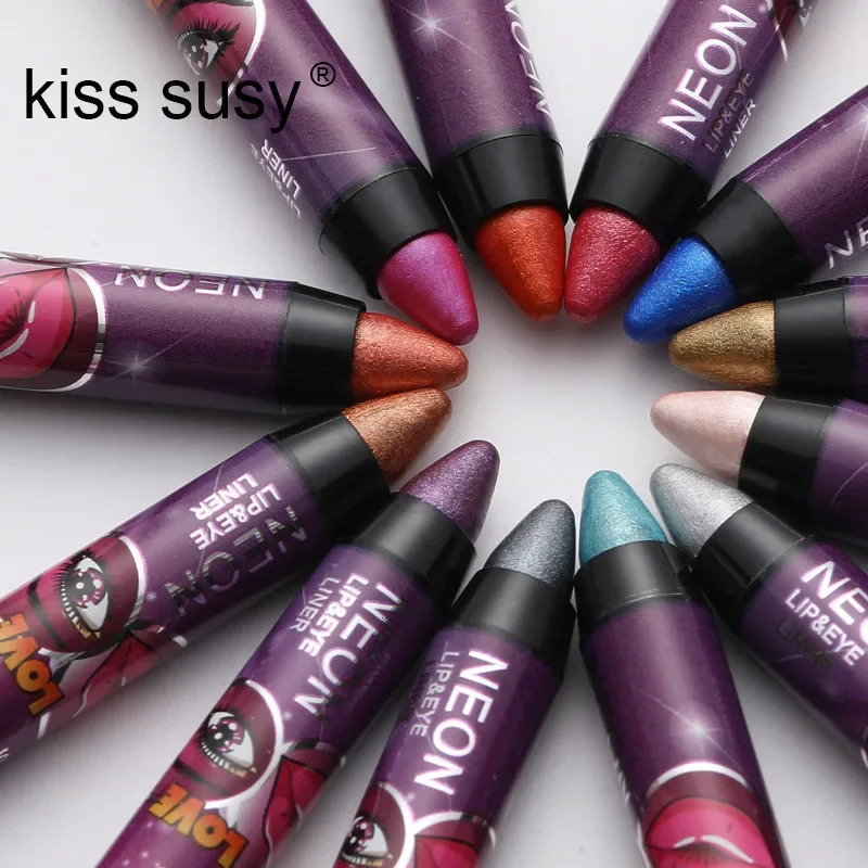 2 In 1 Eye Shadow Lipstick Pen Waterproof Not Smudge Eye Shadow Stick Lip Makeup Pen Glitter Shimmer Long-lasting Eye Shadow Pen 240624
