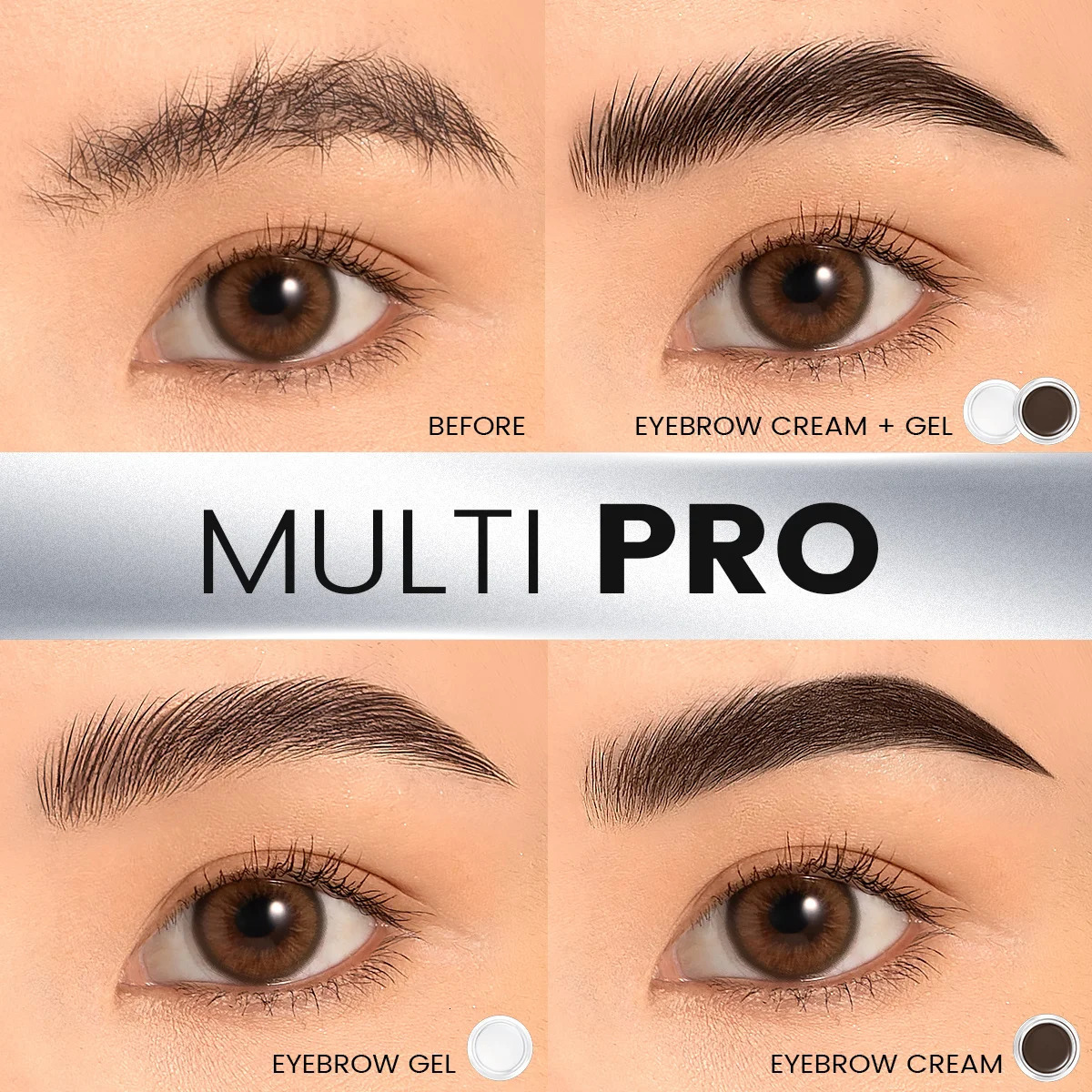 FOCALLURE 2 In 1 Eyebrow Pomade Gel Wax Makeup Waterproof Long Lasting 3 Colors Eyebrow Enhancer Cream Cosmetics With Brush 240625