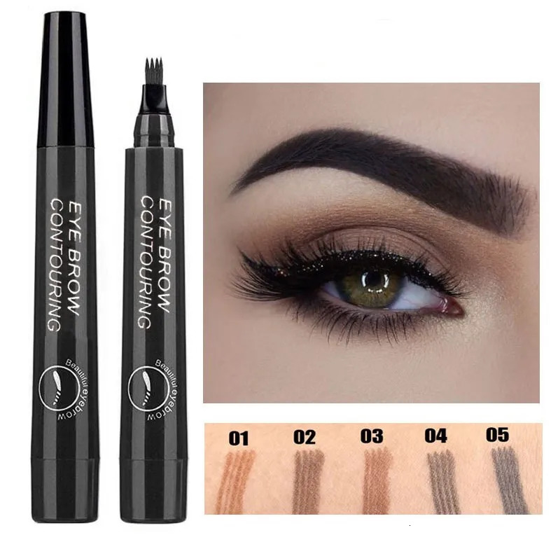 4 Point Eyebrow Pencil Waterproof Liquid Eyebrow Pen Makeup Long Lasting 4 Fork Tip Brow Pen Cosmetic Microblade Brow Pencil o240625