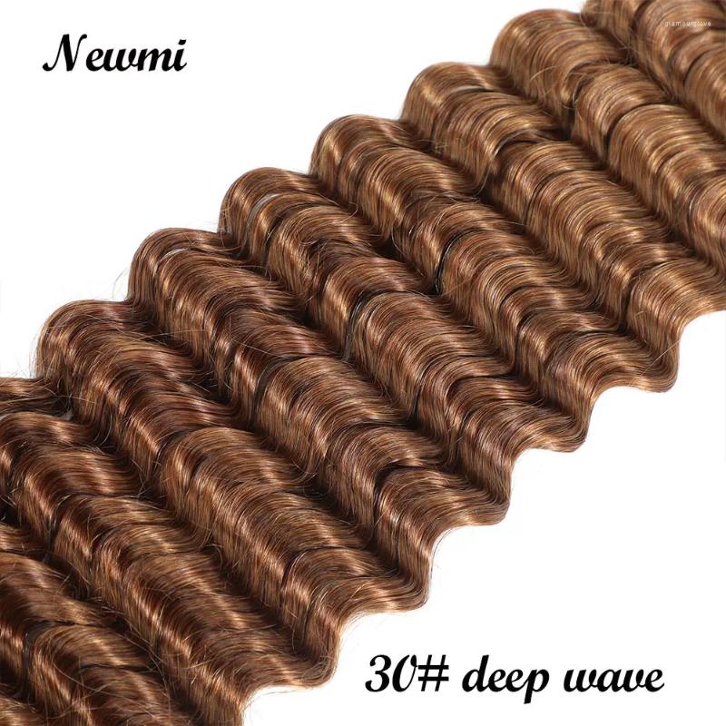30# Deep Wave Bulk Human Braiding Hair For Boho /Bohemian Braids Water No Weft Put Curls In Brown Color 27#