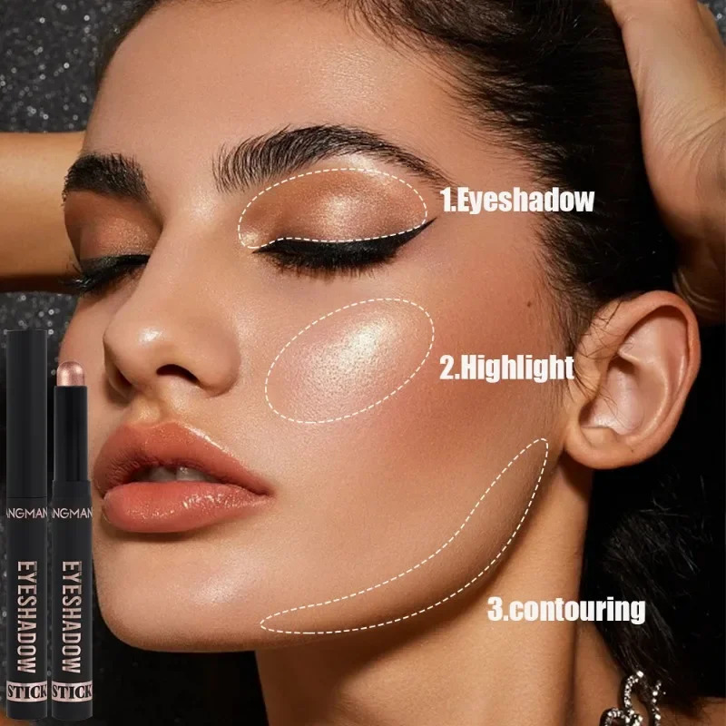 Matte Glitter Eyeshadow Stick Makeup Pearlescent Brighten Lying Silkworm Eyeliner Highlighter Lasting Eye Shadow Pencil Cosmetic 240624