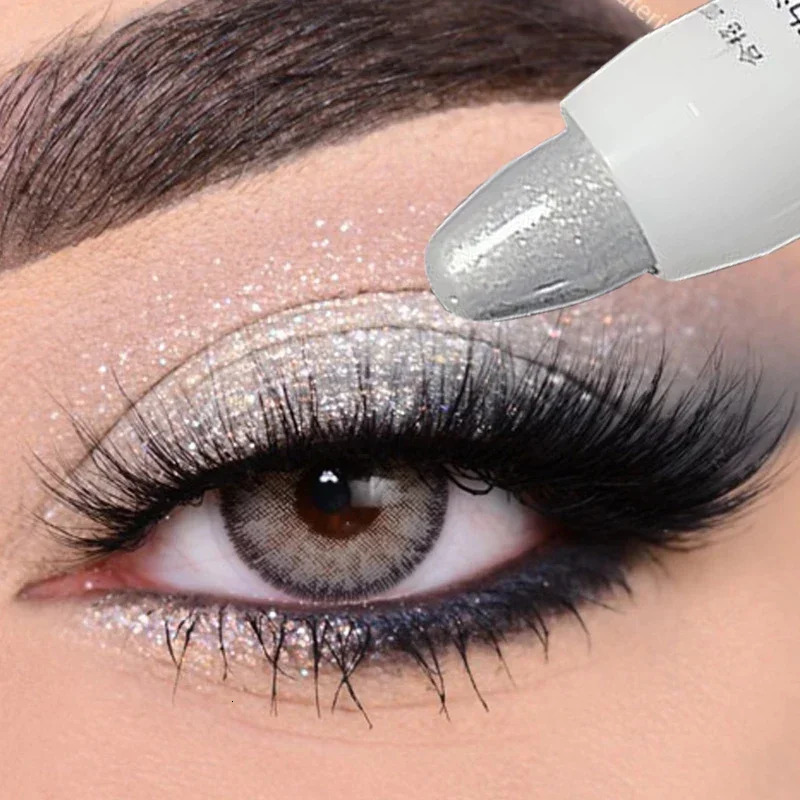 Glitter Silver Eyeshadow Pen Waterproof Lasting Shimmer Matte White Lying Silkworm Eyeshadow Highlighter Stick Eyes Makeup Tools 240624