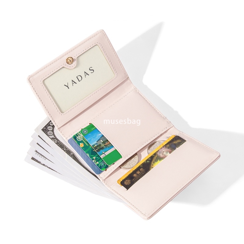 Fashionable Women's Designer Retro Practical YADAS Cute and Lightweight Multi functional Card Bag Acrylic Decoration PU Short 30% Zero Fold Walle