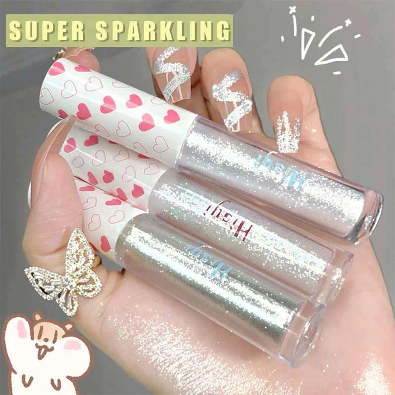 Liquid Eye Shadow Highlighter Water Proof Super Shiny Lasting Flakes Monochromatic Glitter Brighten Silkworm Makeup Maquillaje 240624