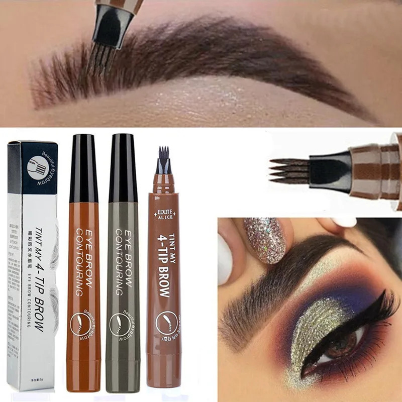 4 Point Eyebrow Pencil Waterproof Liquid Eyebrow Pen Makeup Long Lasting 4 Fork Tip Brow Pen Cosmetic Microblade Brow Pencil o240625
