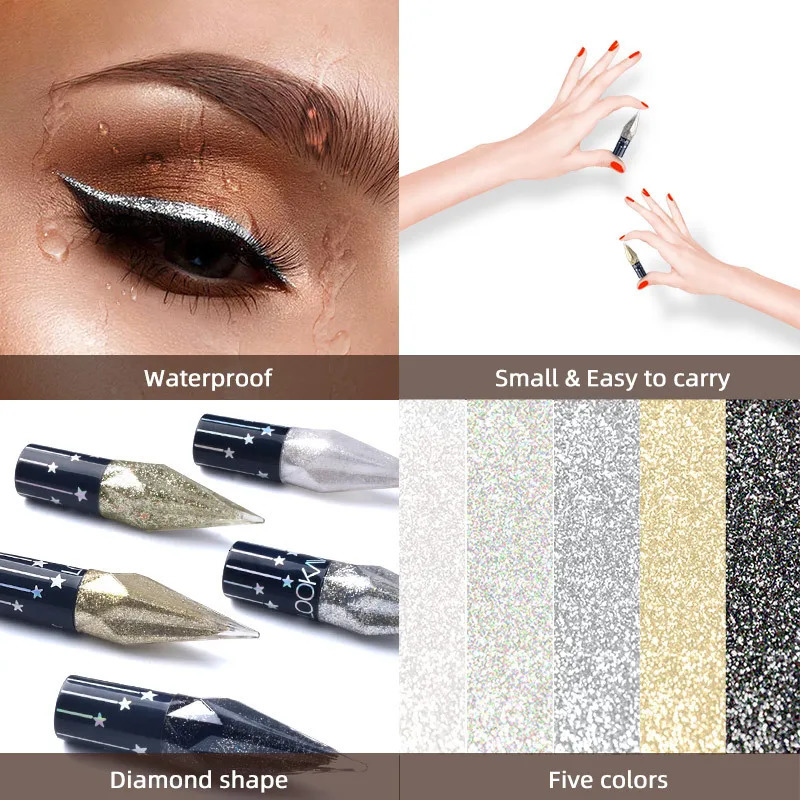 Eye Shadow Diamond Liquid Eyeshadow Waterproof Sequins Smooth Shimmer Eyeliner Stick Makeup Tool 240624