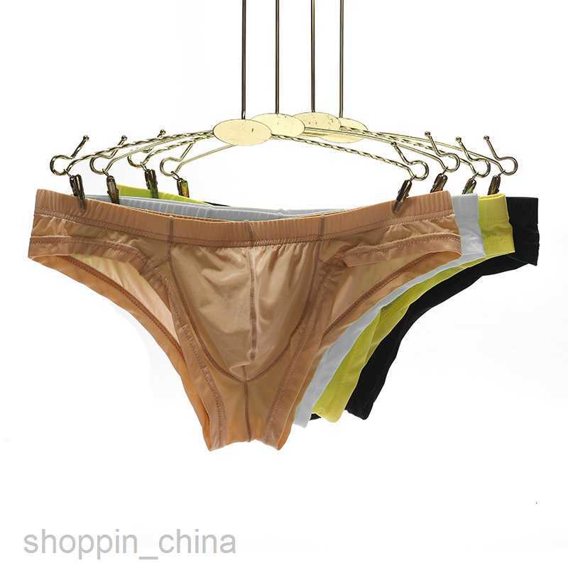 Mens Boxer sexy Underpants brief Junye man ice silk transparent underwear low waist sexy briefs breathable u convex thin fashion young men shorts