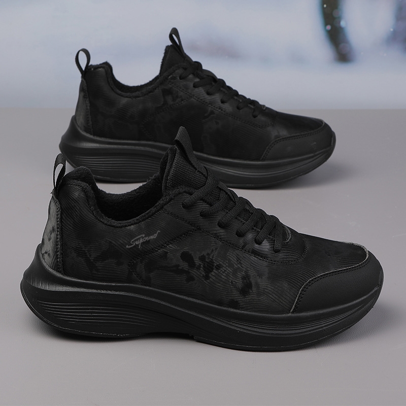 Men'S Shoes New Spring And Autumn Men'S Sports Shoes Black Light Travel Shoes Velvet Cotton Shoes Men Small White Shoes