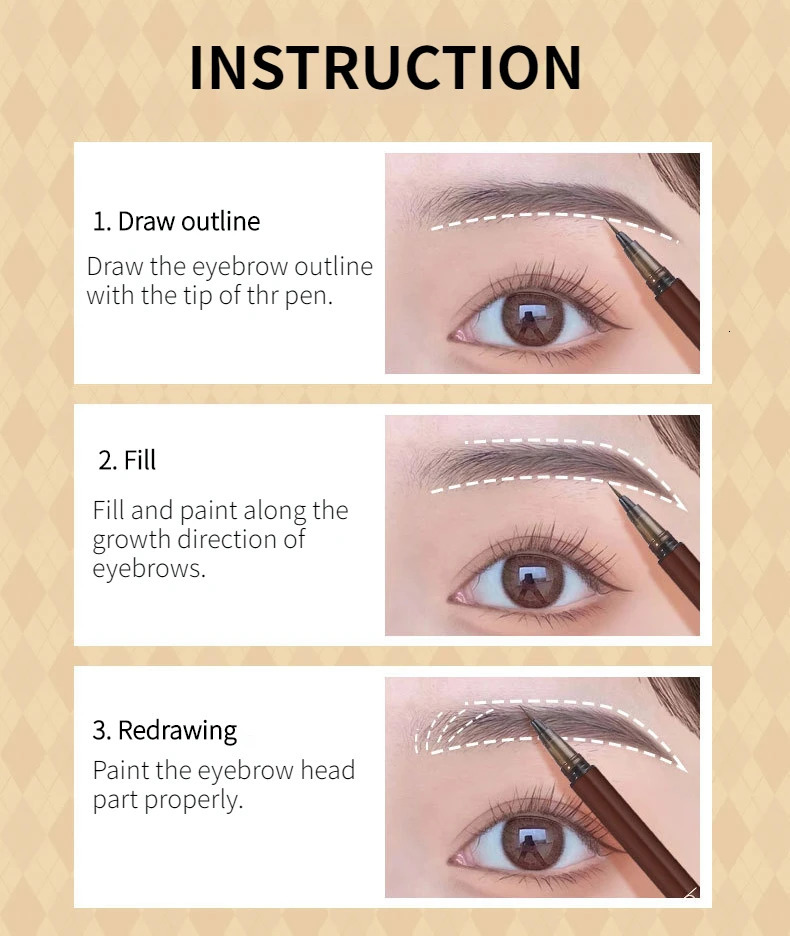 Biya Liquid Eyebrow Pen Altra Thin 0.01mm Waterproof Eyebrow Pencil Sweat-proof and Colorfast Easy To Draw Brown Eyebrow Grey 240625
