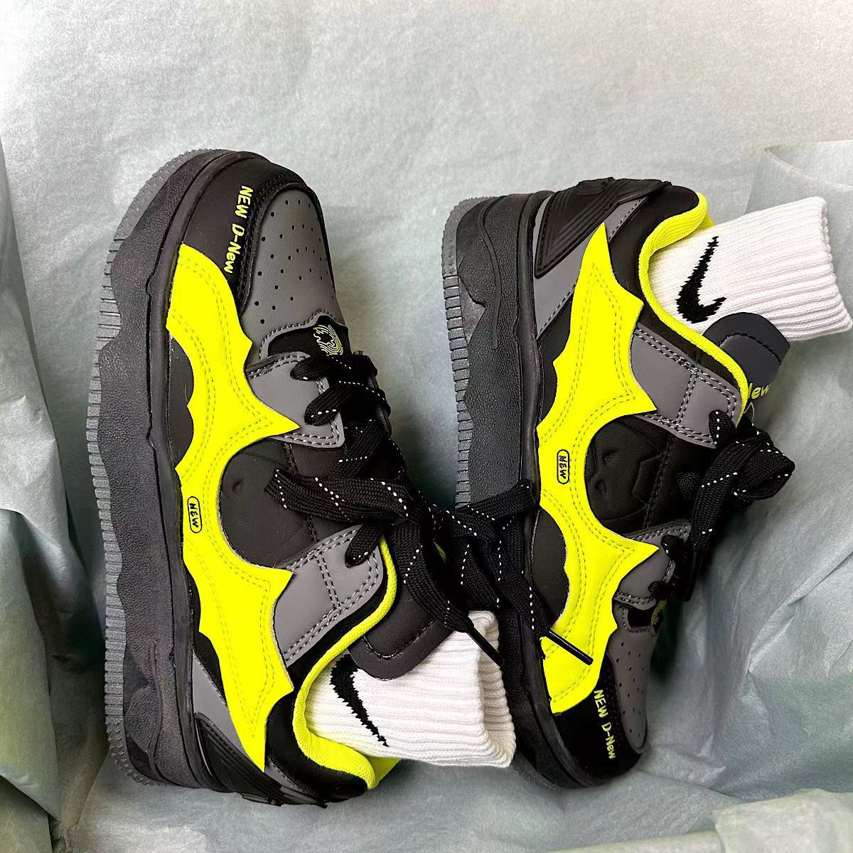 Men Women Shoes Bat Mandarin Duck Shoes Hip Hop Casual Shoes Thick Sole Shoes Blue Free shipping