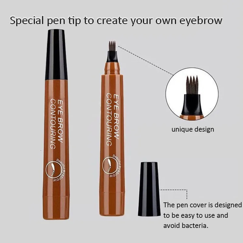 4 Point Eyebrow Pencil Waterproof Liquid Eyebrow Pen Makeup Long Lasting 4 Fork Tip Brow Pen Cosmetic Microblade Brow Pencil o240625
