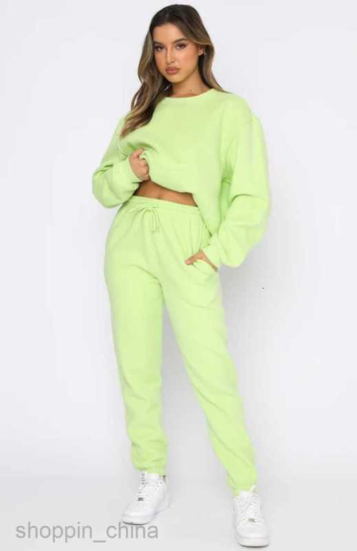 Women's Tracksuits Autumn and winter solid color round neck Pullover trousers women's fashion leisure long sleeve sweater set new products S