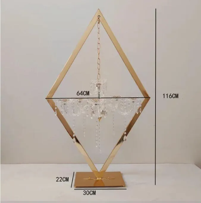 4pcs Wedding Gold Metal Tall Diamond Table Centerpieces With candle holder for wedding backdrop arch stage decor ZZ