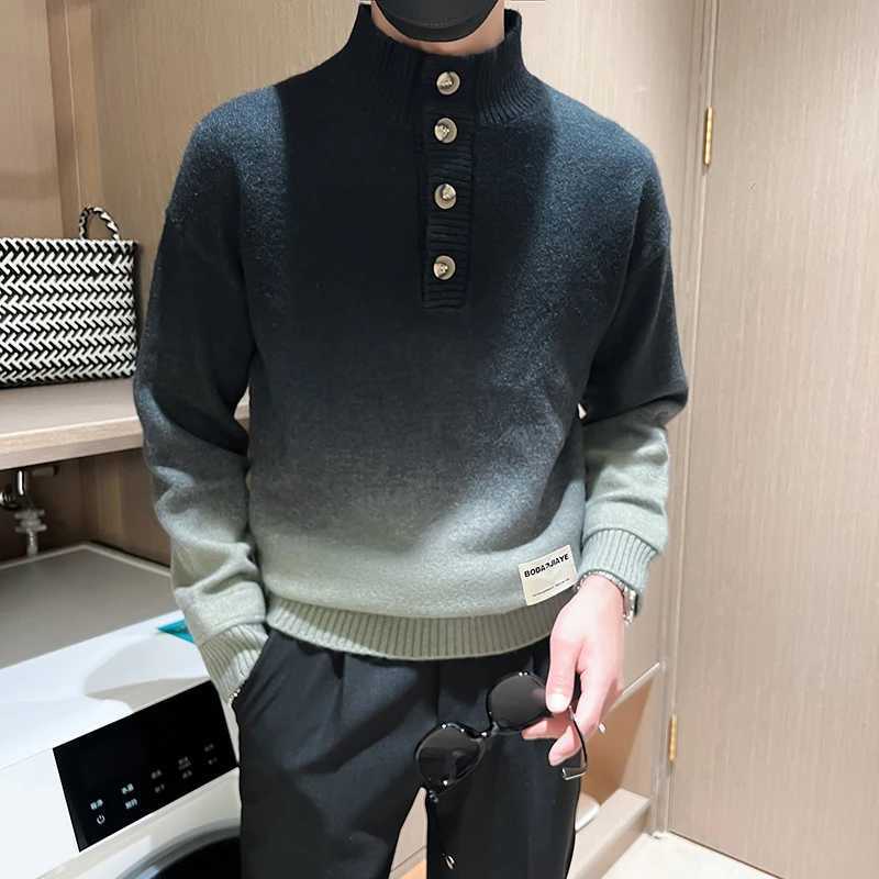 Men's Sweaters Mens High Quality Stylish Knit Sweaters/Male Slim Fit Brand Clothing Pullover Mens Gradient Single-breasted Sweaters 3XL-M Y240622