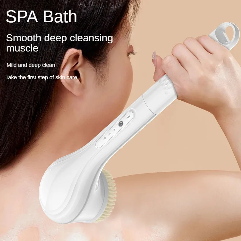 Electric Bath Brushes Bath and Body Works Silicone Body Scrubber Waterproof IPX7 Scrubber Brushes Back Long Handle Back Brushes 240624