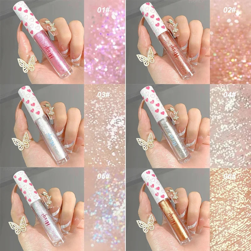 Liquid Eye Shadow Highlighter Water Proof Super Shiny Lasting Flakes Monochromatic Glitter Brighten Silkworm Makeup Maquillaje 240624