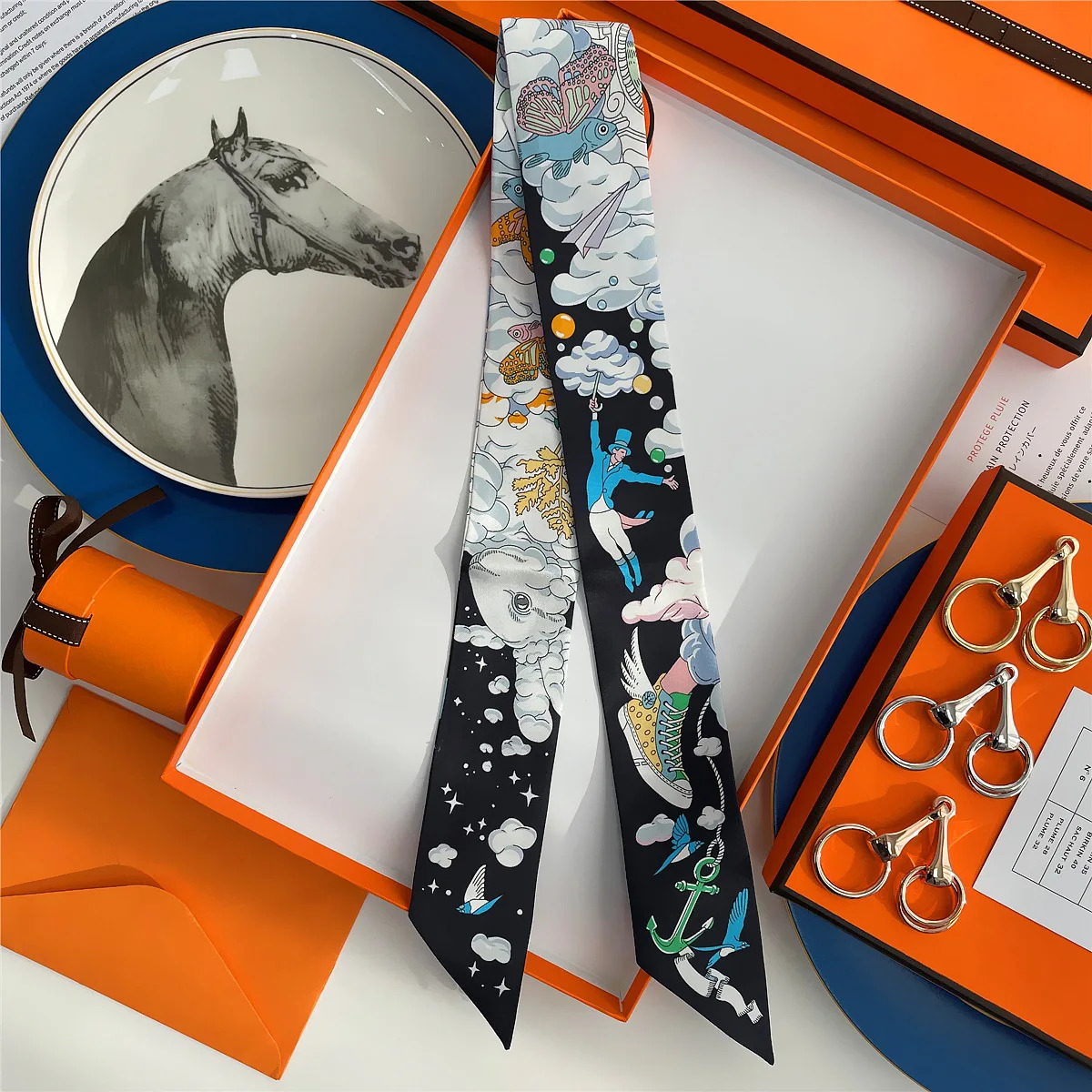 Korean Version Of The New Versatile Cloud Vientiane Female 18mm Twill Silk Mulberry silk Ribbon Wrapped Bag Handle Ribbon Scarf 240625