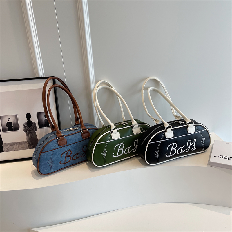 Bowling Shoulder Bags For Women Letter Embroidery Solid Color Long Handle Boston Bag 2023 Designer Handbags H6.25#32 ddmy 0ef6