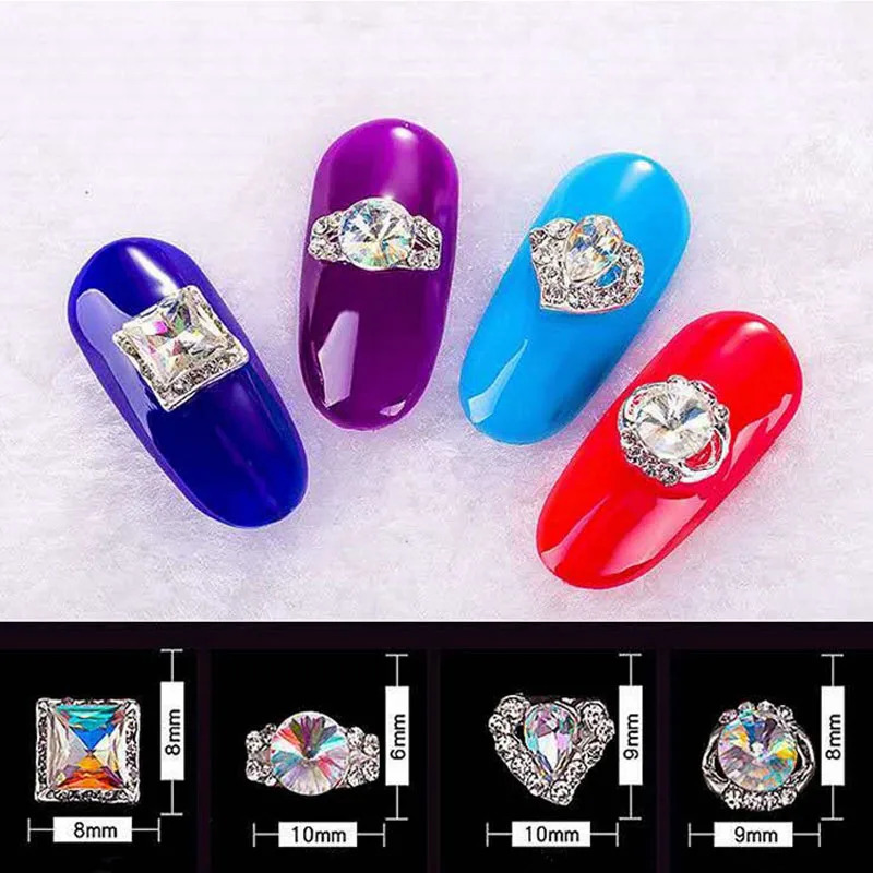 10pcs 3D Crystal AB Color Rhinestones Waterdrop Bowtie Different Shape Glitter Gemstones For Nail Art DIY Crafts Metal Gem Stone 240624