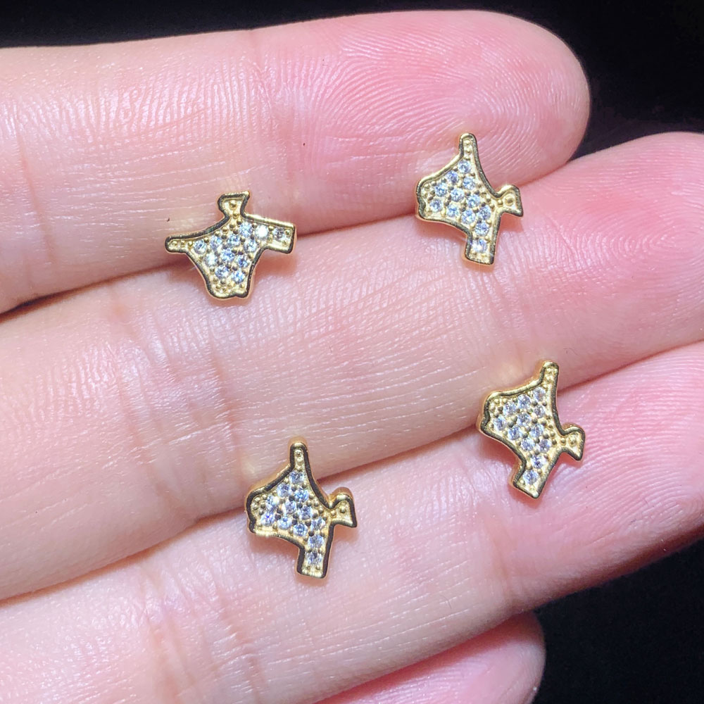 Gold Color Cz Stud Earrings | 2024 Trendy Classic Sterg Sier Map Shaped Jewelry for Women