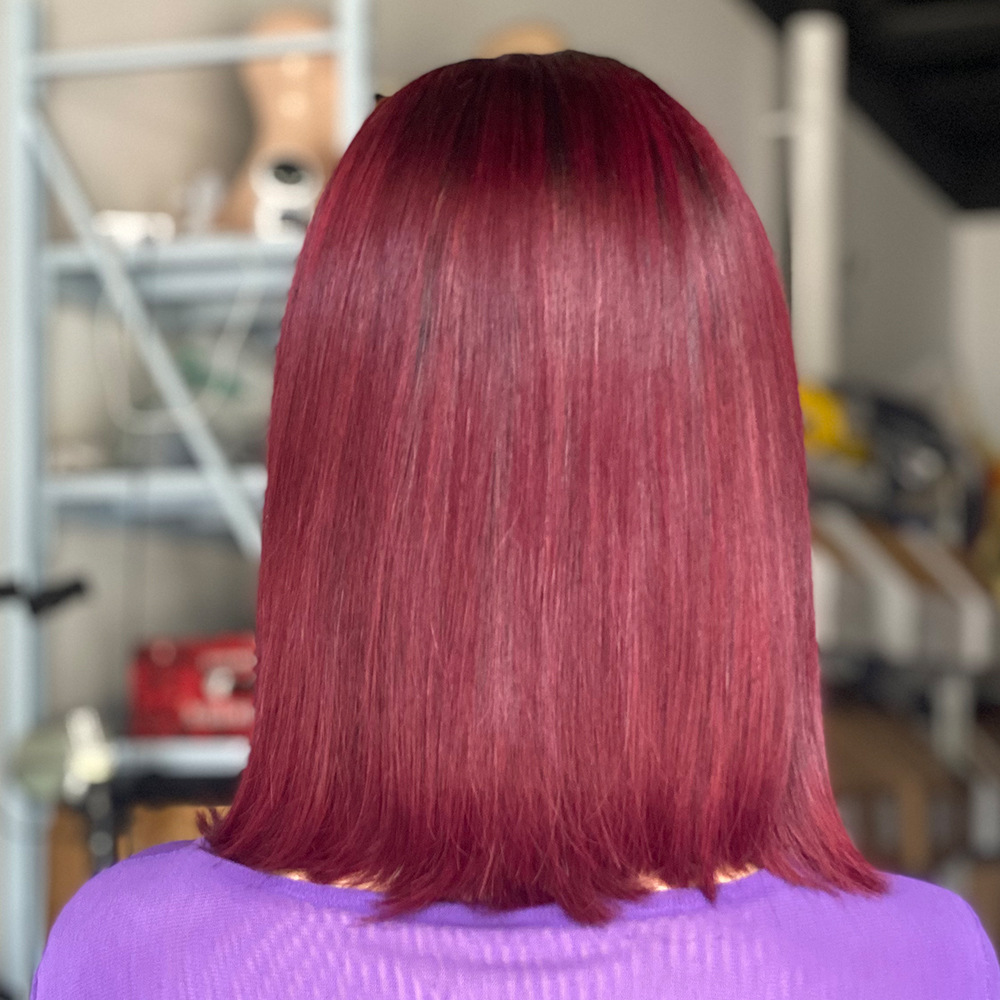 Burgundy Ombre Color Bob Wig Human Hair Straight Short 150%density Bob Lace Wigs for Black Women Brazilian Preplucked Human Hair Wigs on Sale Clearanc