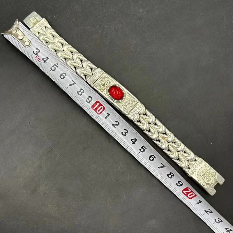 Mai ChuangTibetan Silver Ethnic Style Retro Doing Old Inlaid Gemstone Bracelet Bangle Men AndWomen Fine Jewelry Fashion Gift 240624