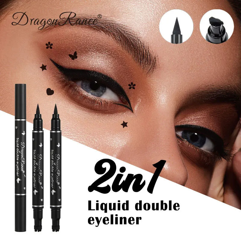 2 IN 1 Butterfly Seal Eyeliner Pen Star Moon Stamp Long-Lasting Waterproof Black Liquid Eye Liner Pencil Eyes Makeup Cosmetic 240624