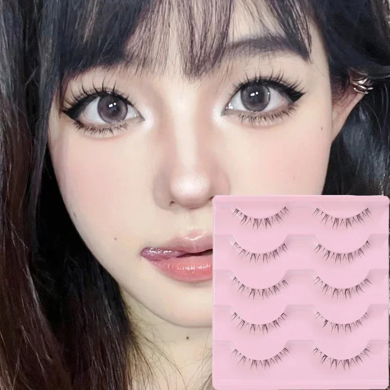 5 Pairs Lower Eyelashes Pack Natural Manga Under Eye Lashes Soft Lower Eyelashes Handmade Clear Band Bottom Lashes Makeup Tools 240624