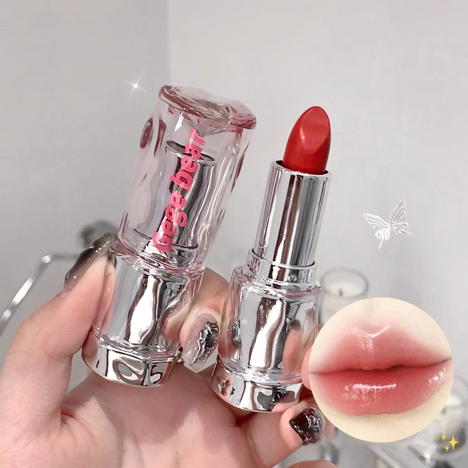 Jelly Solid Lip Gloss Cute Hydrating Mirror Red Brown Lipstick Clear Lips Tint Nature Nude Pink Lip Makeup Cosmetic 240624