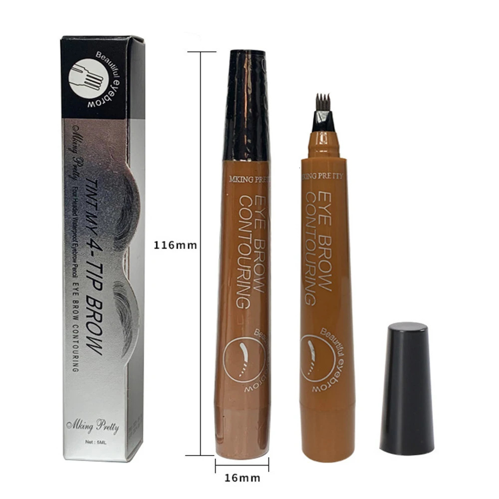 5 Colors Eyebrow Pen Waterproof Fork Tip 4 Points Eyebrow Tattoo Pencil Long Lasting Professional Fine Sketch Liquid Brow Pencil 240625