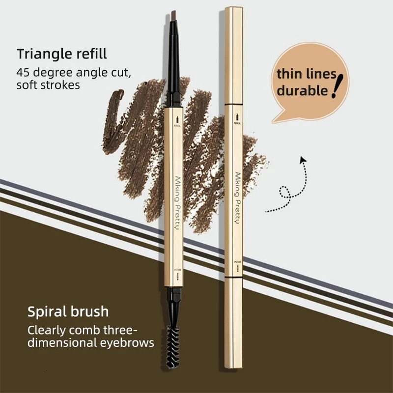 5 Colors Eyebrow Pen Waterproof Long Lasting Natural Dark Brown Black Eye Brow Pencil Cosmetics Beauty Women Makeup Eye Brow 240625