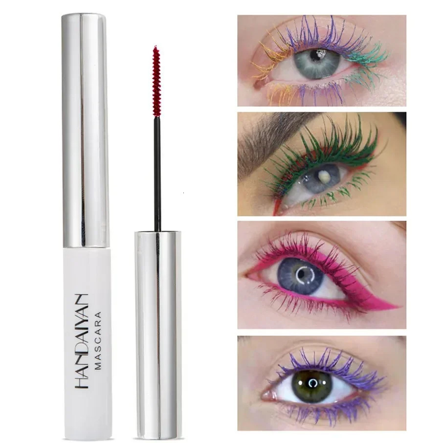12 Color Mascara Waterproof Fast Dry Eyelashes Curls Extension Make-Up Eyelashes Blue Red Purple Black White Gold Ink Mascara 240625