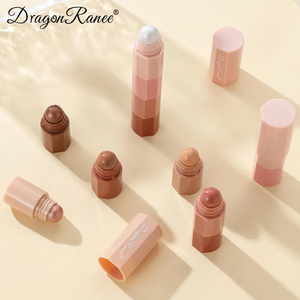 Coral Brown Mini Eye Shadow Stick 4 IN 1 Combo Pearlescent Metallic High Gloss Highlighter Multi-purpose Eyeshadow Crayon Pen 240624