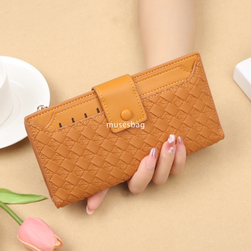 Fashionable Women's Designer New Classic Retro Wallet Long Zipper Woven Pattern Handheld Bag Practical Large Capacity Wallet with Multiple Card P