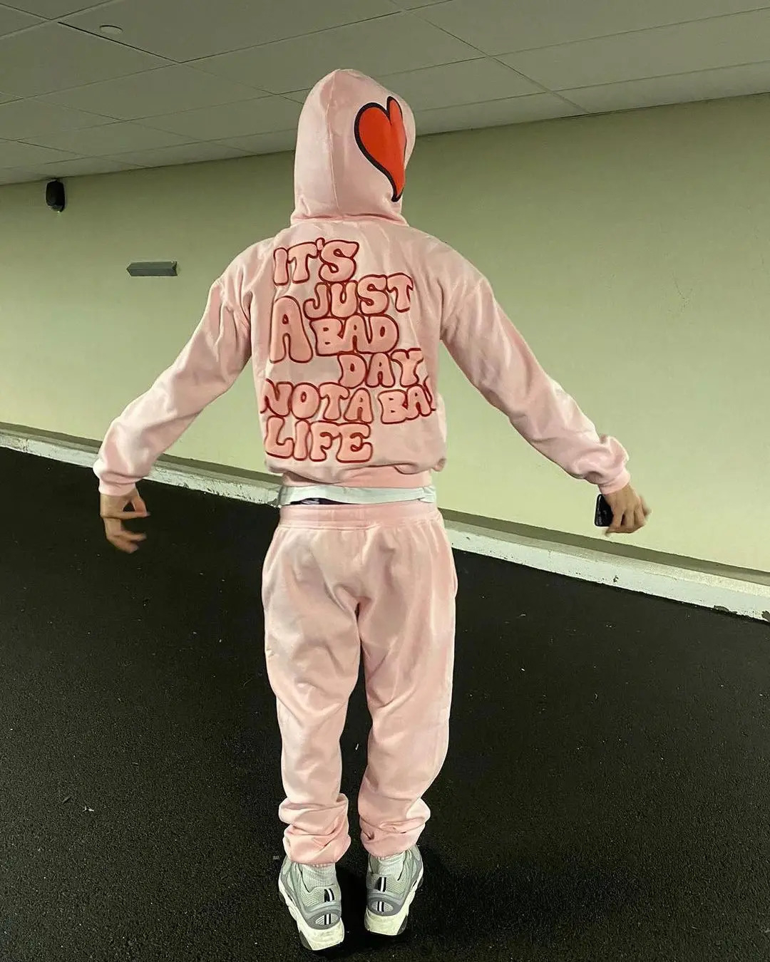 Y2K Korean Style Pink Pant Sets Men Women Sweatshirt Clothes High Waist Casual Hoodie Loose Harajuku Fashion Streetwear Trousers 240626