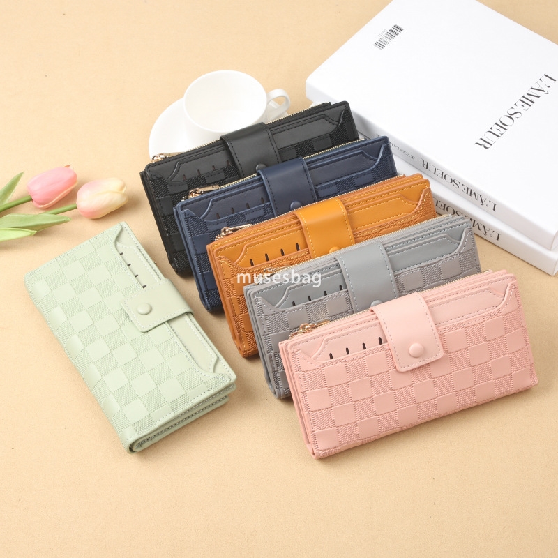 Fashionable women's designer high-end handbag wallet long Korean version with contrasting color patchwork zipper tassels practical high-capacity 