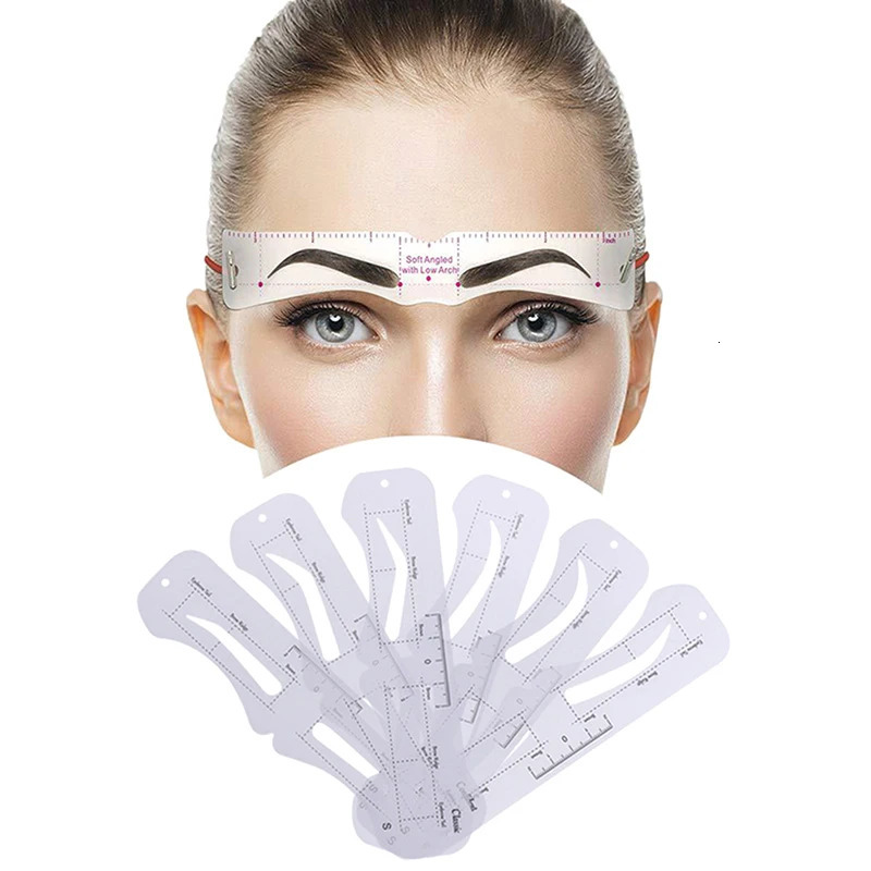 The Fixed PVC Eyebrow Shaper Template Can Be Reused With High-quality Stickers For Elegant Eyebrow Makeup Tools 6PCS 240625