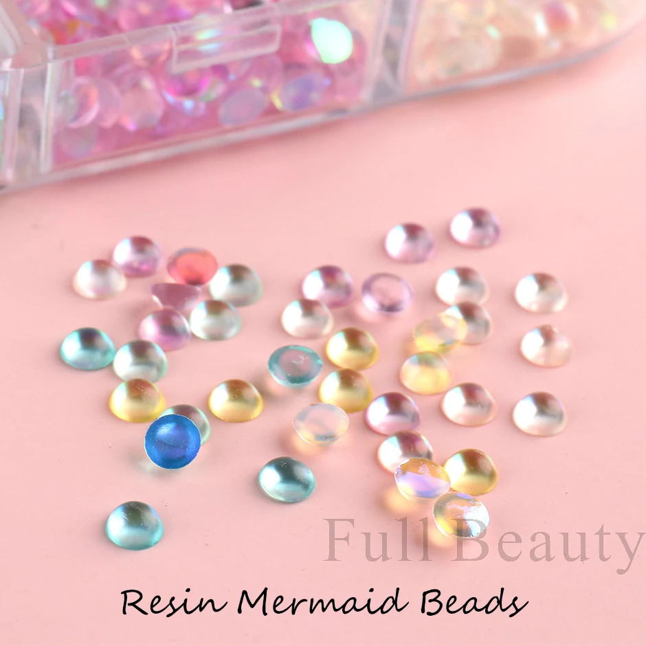 Acrylic Mermaid Ball Nail Art Decoration 3D Crystal Teardrop Colorful Jewelry Charm Kawaii Jewelry Accessories LY2052 240625