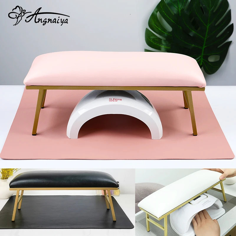 ANGNYA Nail Hand Pillow Set Heighten Nail Table Manicure Table Nail Stand Cushion Nail Mat Pad Iron Leather Arm Rest for Nails 240625