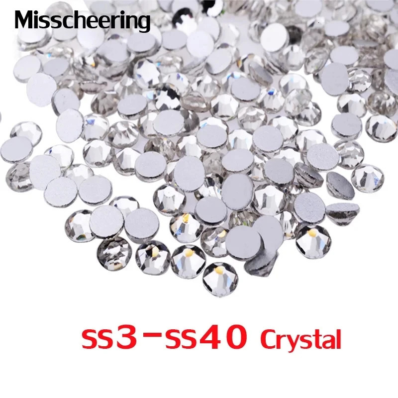 144/288/1440pcs SS3-SS50 Crystal AB Transparent Nail Rhinestone Non Flat Back Stone DIY Stretch Nail Art Decoration Accessories 240625