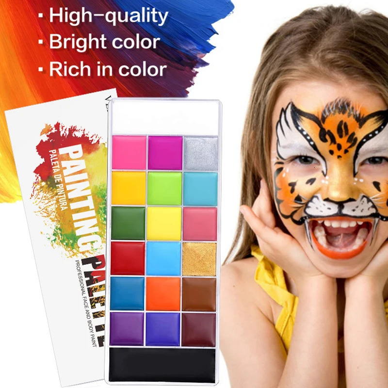 20 Colors Safe Cosmetic Flash Tattoo Painting Art Halloween Party Makeup Fancy Dress Beauty Palette Face Body Painting Oil 240709