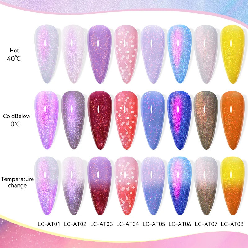 LILYCUTE Color Change Aurora Heat gel Nail Polishing Nude Purple Flash Lasting Hand Nail Art gel Clearcoat 240625