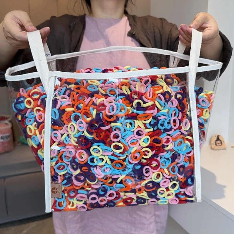 50Pcsbag Colorful Basic Nylon Ealstic Hair Ties for Girls Ponytail Hold Scrunchie Rubber Band Kid Fashion Accessories 240625