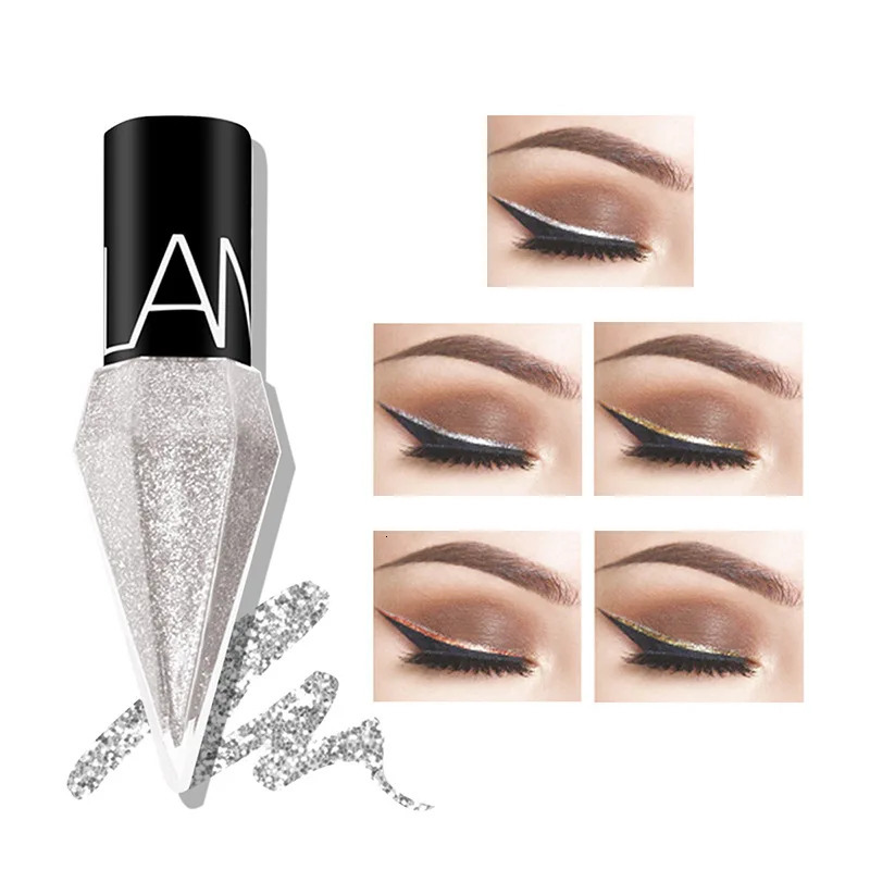 Diamond Shiny Eye Liners Eyeshadow Waterproof Silver Rose Gold Color Glitter Sequins Eyeliner Eye Shadow Makeup Beauty Cosmetics 240625