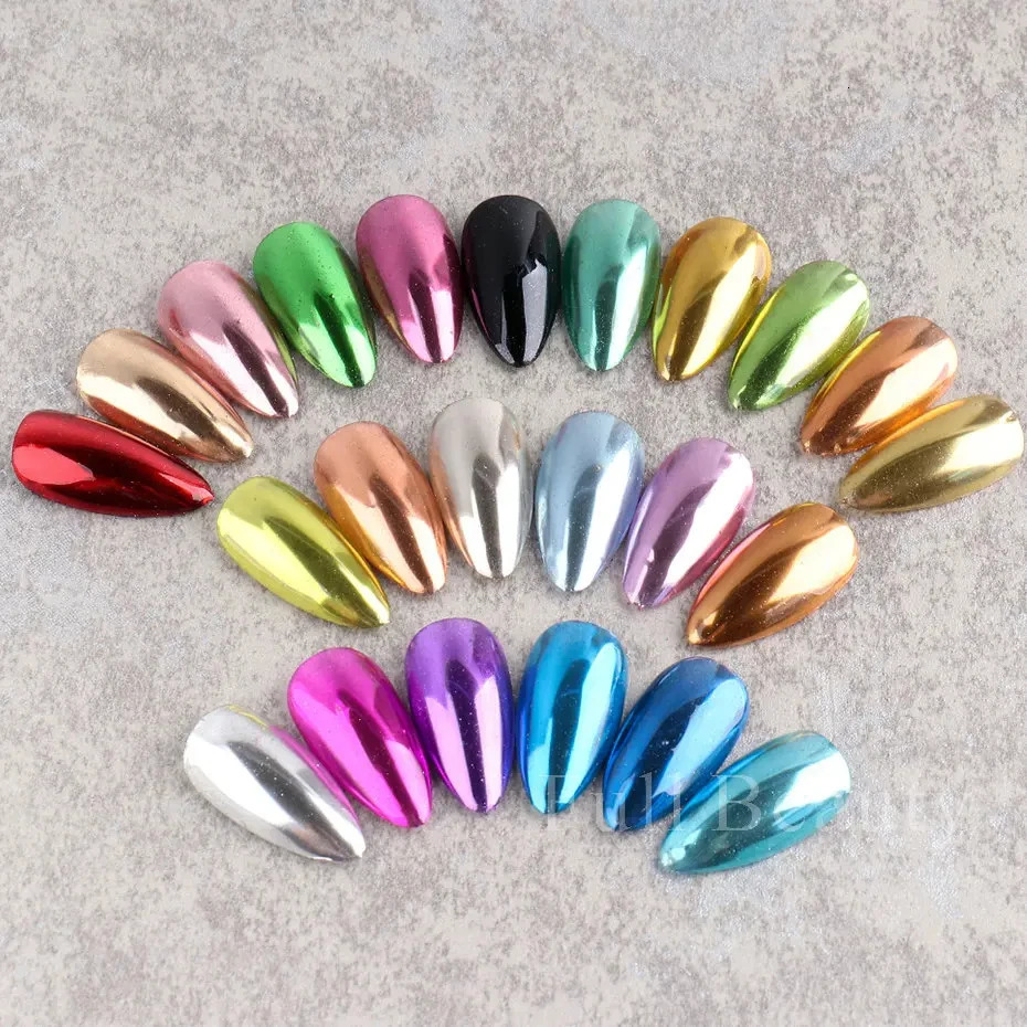23 Colors Metallic Chrome Nail Powder Set Y2K Magic Mirror Gold Silver Decor Rubbing Glitter Pigment Flakes Manicure Accessories 240625