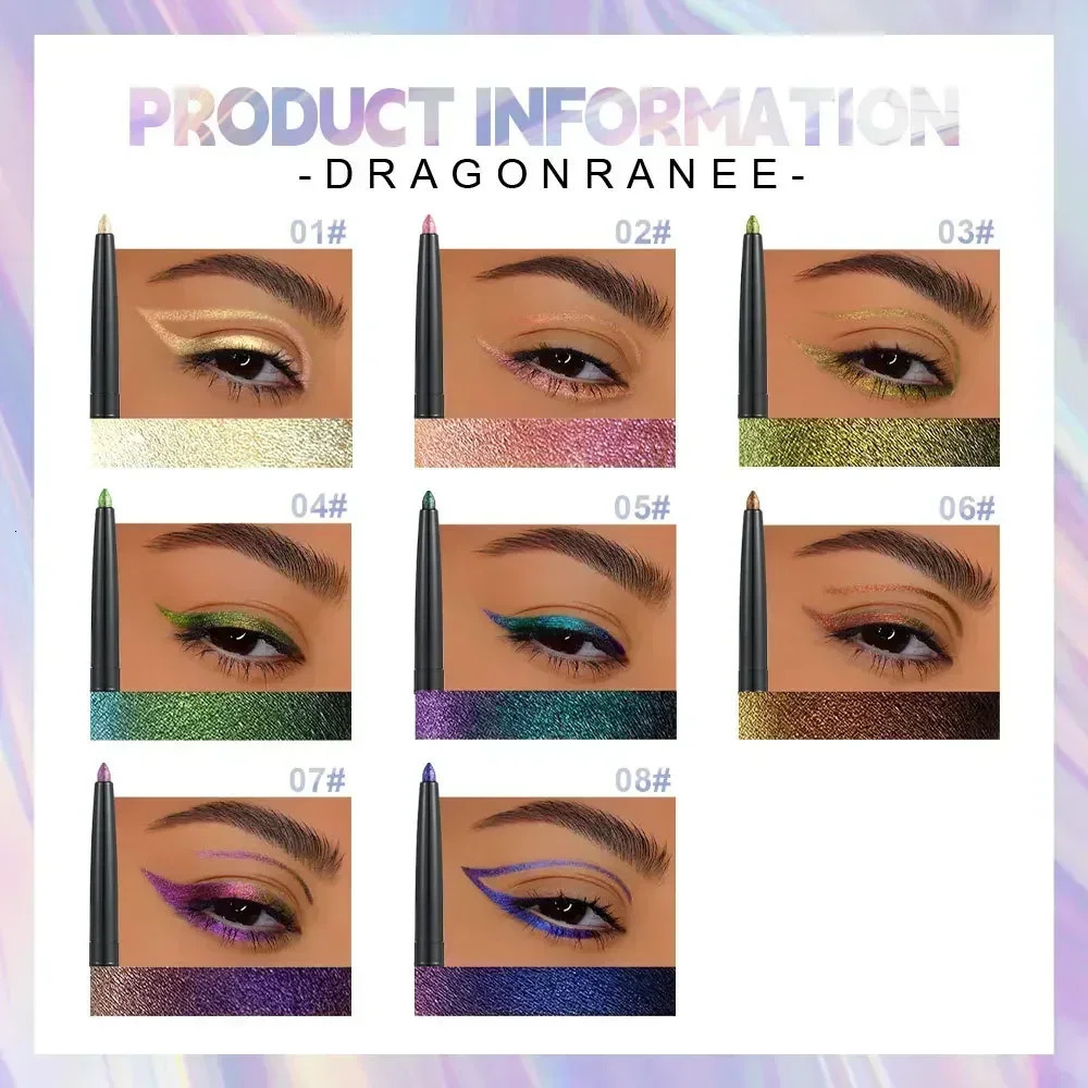 Glitter Aurora Eyeliner Pen Multi Chrome Eye Liner Lasting Shiny Metallic Eyeshadow Lying Silkworm Green Purple Makeup Pigment 240625